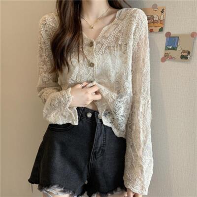 Summer Shawl Lace Cardigan Womens Casual Cover Up Thin Sun Protection Shirt Tops
