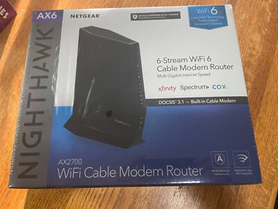 Netgear Nighthawk Wifi Cable Modem Router Cable DOCSIS 3.1 AX2700 NEW Sealed