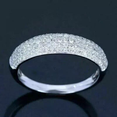 Round Simulated Diamond Women's Gorgeous Wedding Band Ring 14k White Gold Plated