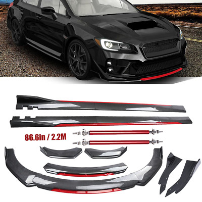 Front Bumper Lip Spoiler Body Kit Side Skirt Carbon Fiber For Subaru WRX / STI