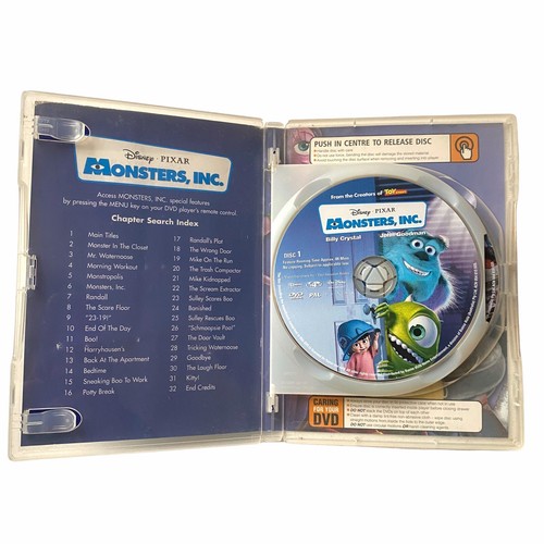 Monsters Inc DVD Disney Pixar Billy Crystal John Goodman Region 4 - Picture 3 of 4