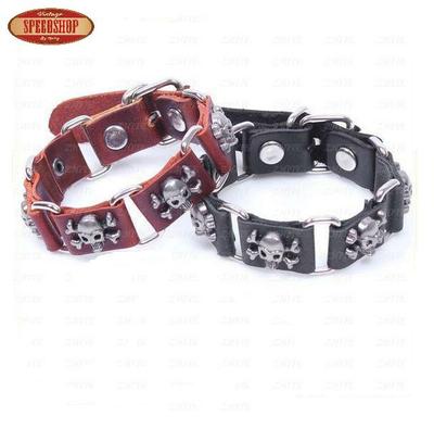 Bracelet Harley Davidson Large Multiples Têtes De Mort En Acier Inoxydable Pour Homme