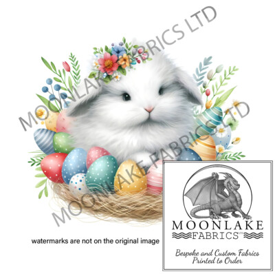 Osterhase Hase im Nest mit Eiern 100% Natur Baumwolle oder 290 g/m² Polyester