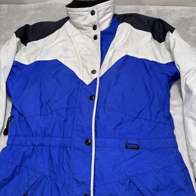 ジャケット・アウター yosi Vintage Ossi Skiwear Womans Sz 12 Ski Jacket Retro Blue/White