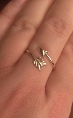 SOLID 14K YELLOW GOLD POLISHED ADJUSTABLE ARROW RING