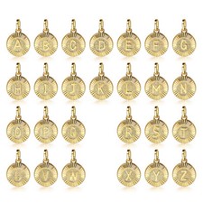 Gold Plated Initial Letter A-Z Pendant Round-shaped Charm Only Hot Wholesale