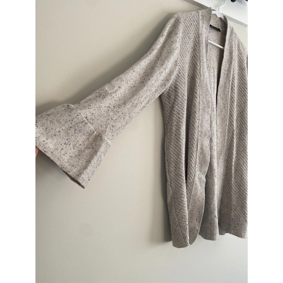 Cárdigan Ivanka Trump crema jaspeado para mujer grande acampanado algodón gris Foto 2 de 4