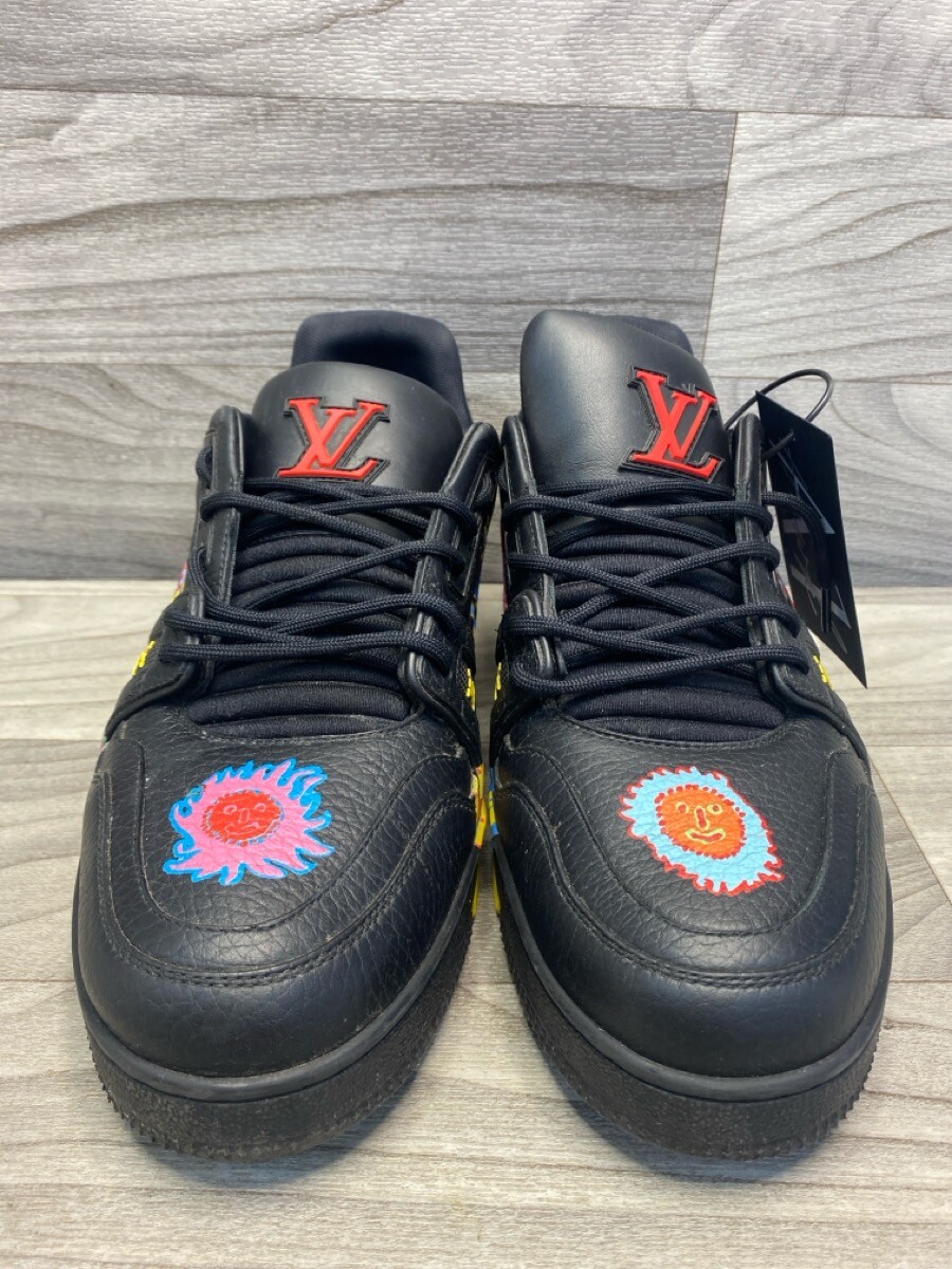 LOUIS VUITTON X YAYOI KUSAMA BLACK MULTICOLOR PRINT TRAINER LOUIS VUITTON X YAYOI KUSAMA BLACK MULTICOLOR PRINT TRAINER