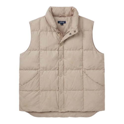 Lands' End Men's Tan Puffer Vest Snap Front Size L - product listing photo