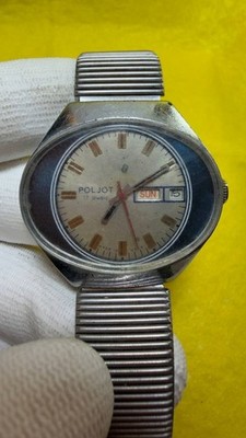 Early first vintage Soviet mechanical watch Poljot Stadion, USSR, 70s.