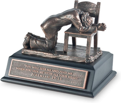 Praying Woman Seeking God Bronzelike Finish 5 X 4 Hand-Cast Resin Mounted Sculpt