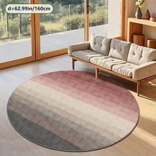 140cm 140cmZULIDA Round Gradient Stripe Area Mat - Beige to Gray Ombre Design, N