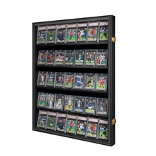 Tieeqe 35 Graded Sports  Card Display Case Lockable Wall Mount Black