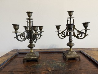 2 Antike Kerzenständer aus Frankreich 5 Armig Messing 30. cm