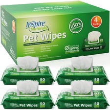 Inspire Naturals Pet Wipes for Dogs and Cats 100 Natural Plant Based with