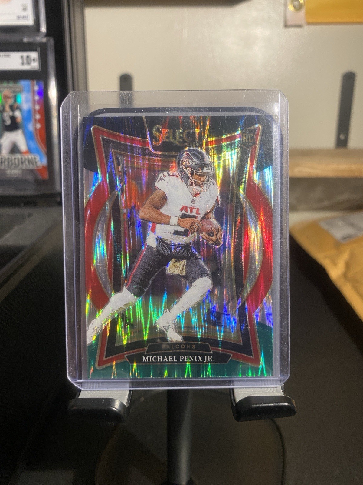 2024 Panini Select - Concourse Michael Penix Jr. #80 Black & Green Shock Prizm