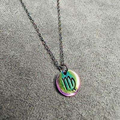 Halskette Edelstahl Regenbogen Sternzeichen Anhänger 45cm Damen Schmuck Geschenk