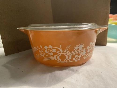 Vtg Pyrex Autumn Orange Dynasty Limited Promotional  2.5 L  475-B With Lid