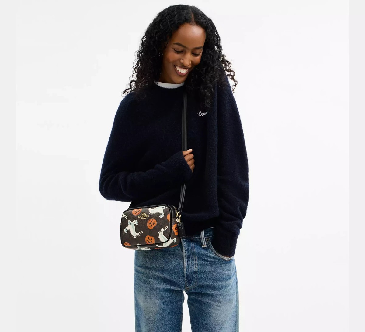 限定特価⭐️入手困難品★コーチ★バックパック★カモフラ★F71532 Coach Halloween Mini Jamie Camera Bag with Pumpkin Ghost Print