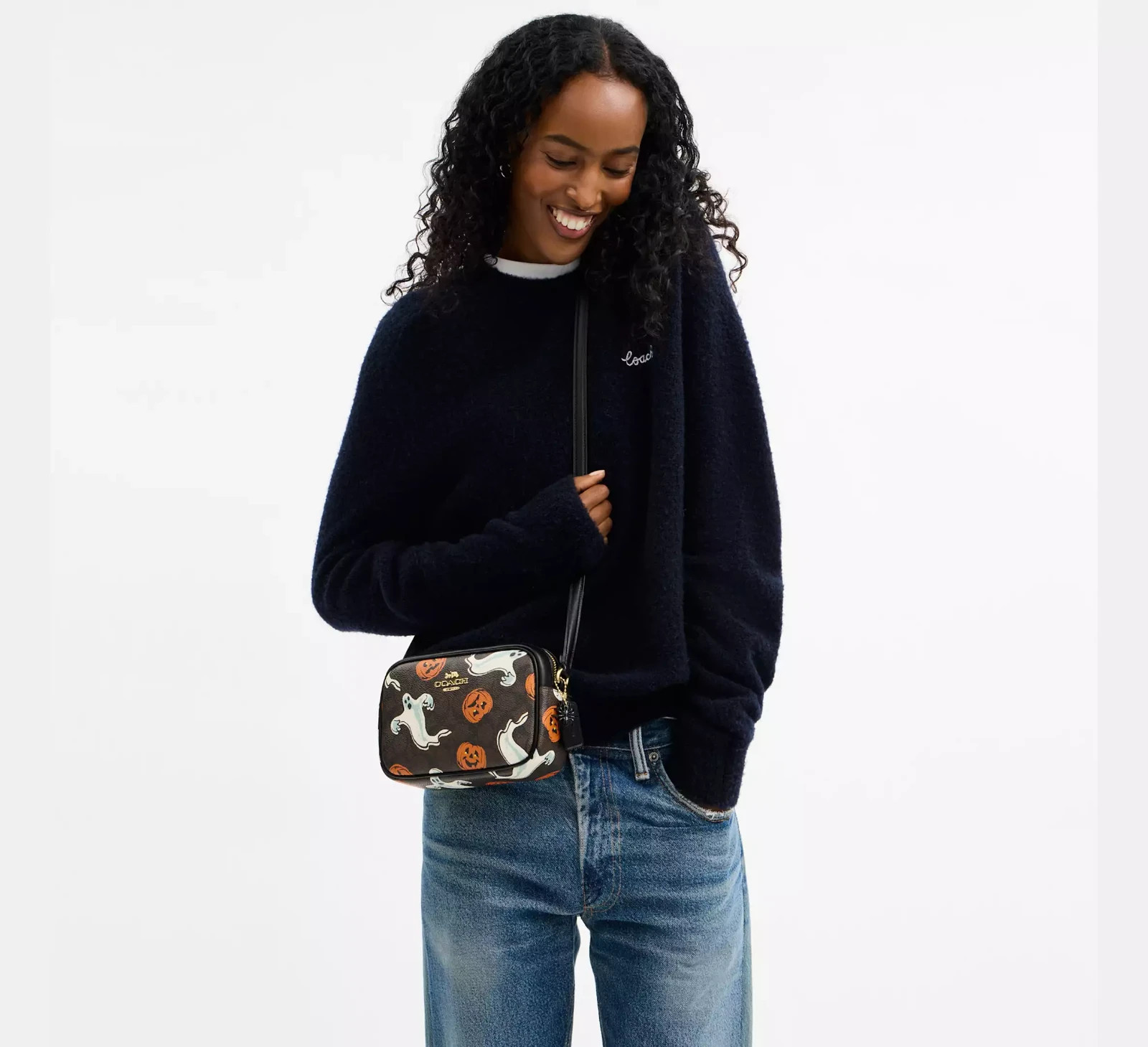 Coach Halloween Mini Jamie Camera Bag with Pumpkin Ghost Print CCF75 NWT NEW image 5