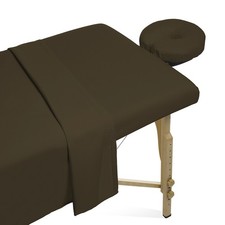 3pc Microfiber Massage Table Sheet Set - Salon Spa Covers - Brown