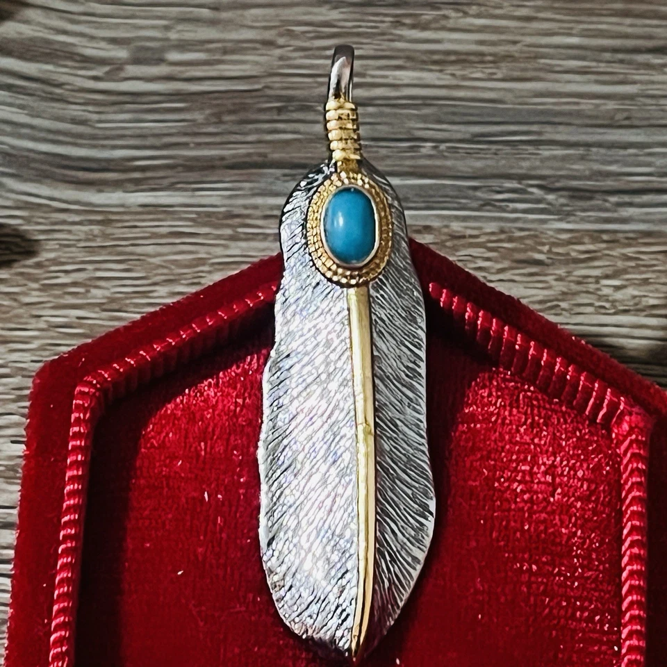 Colar pingente turquesa natural feito à mão prata pingente amuleto - Imagem 4 de 4