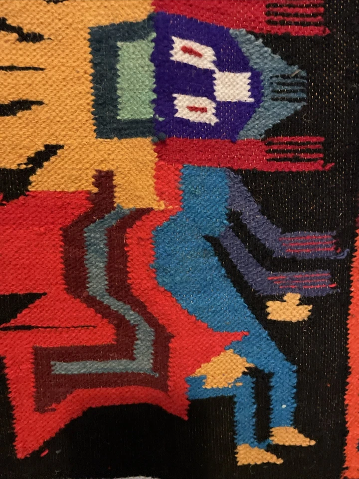 Peruvian Embroidery Dancing. Character. Wool Wall Hanging/Tapestry  Art Handmade - Image 2 of 4
