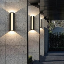Modern LED Up Down Outdoor Wall Lights 10W Waterproof Garden Lights Black