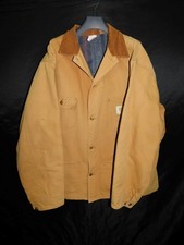 Vintage Carhartt Sz 52 Brown Duck Detroit Blanket Lined Chore Coat USA Made Barn