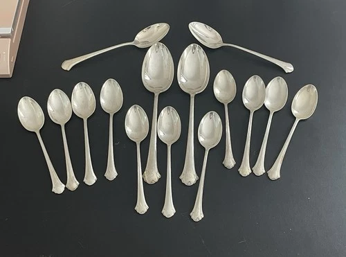 Lot 15 Vintage Towle CHIPPENDALE Sterling Spoons 516g Monogram S Use or Melt
