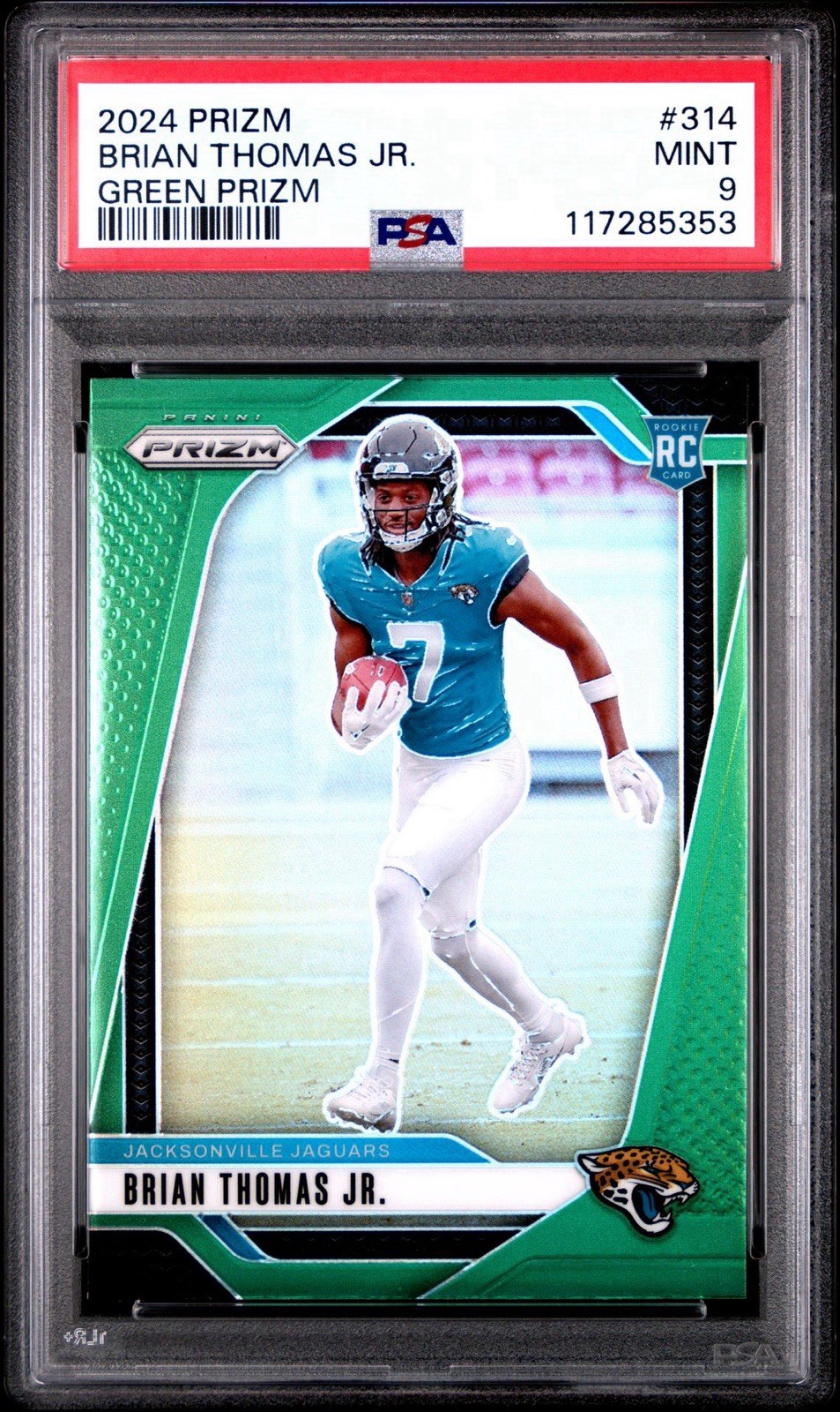 2024 Panini Prizm Green Prizm #314 Brian Thomas Jr Jaguars RC Rookie PSA 9