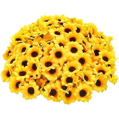 Mini Sonnenblumen 100 Stück Gelb Kunstblumen Basteln Hochzeitsdeko - Bild 1 von 4