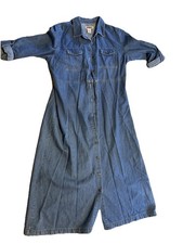 Vintage Fads Denim Dress Size 16 Button Up Long Modest 90s Prairie Cottage Retro