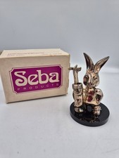 Seba Products Silver Plated Golfing Rabbit with Clubs Figurine - Z#5095