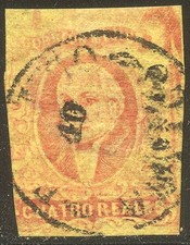 MEXICO #38 Used - 1867 4r Red on Yellow ($50)