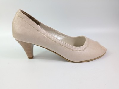Roberto Vincenzo cremefarben Kunstleder mittelhoher Absatz offene Zehenpartie Schuhe UK 6