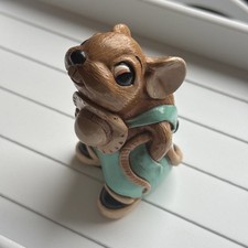 Pendelfin Brown Father Mouse Turquoise Dungarees Stonecraft VGC See Photos