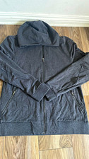 Lululemon Men's Gray Full Zip Hooded Knit Cotton Hoodie L Pockets Solid