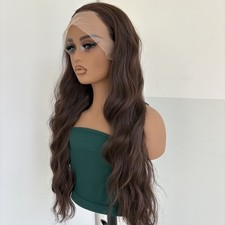 Choc Brown Long Wavy Soft Heat Resistant Synthetic Hair Glue Less Lace Front Wig
