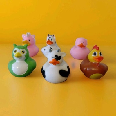 Kleine Gummienten X6 verschiedene Größen Marken, Kinderspielzeug, Sammler Display Schwein, Huhn