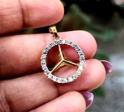 1Ct Round Cut Lab Created Diamond Hip Hop Pendant 14K Yellow Gold Plated Silver