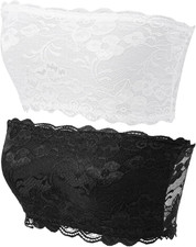 2 Pcs Lace Tube Top Bra, Strapless Lace Bandeau Bra, Strapless Bralette
