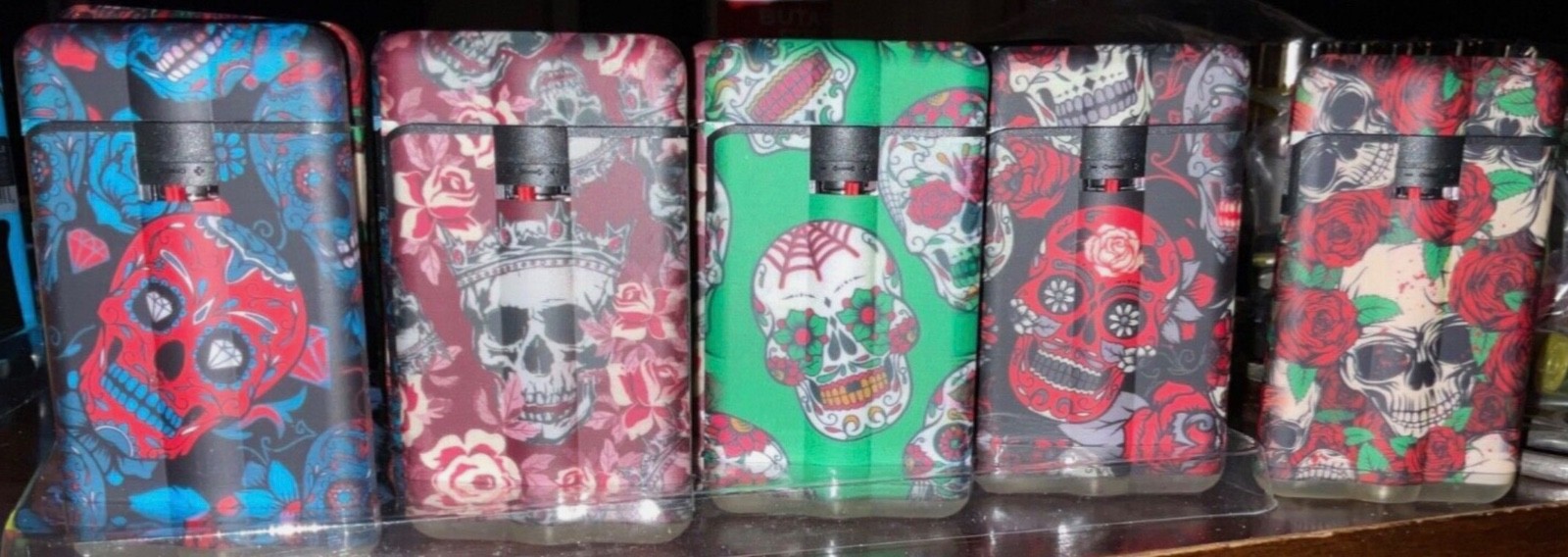 S 5 Pack Windproof Sugar Skull Mix Refillable