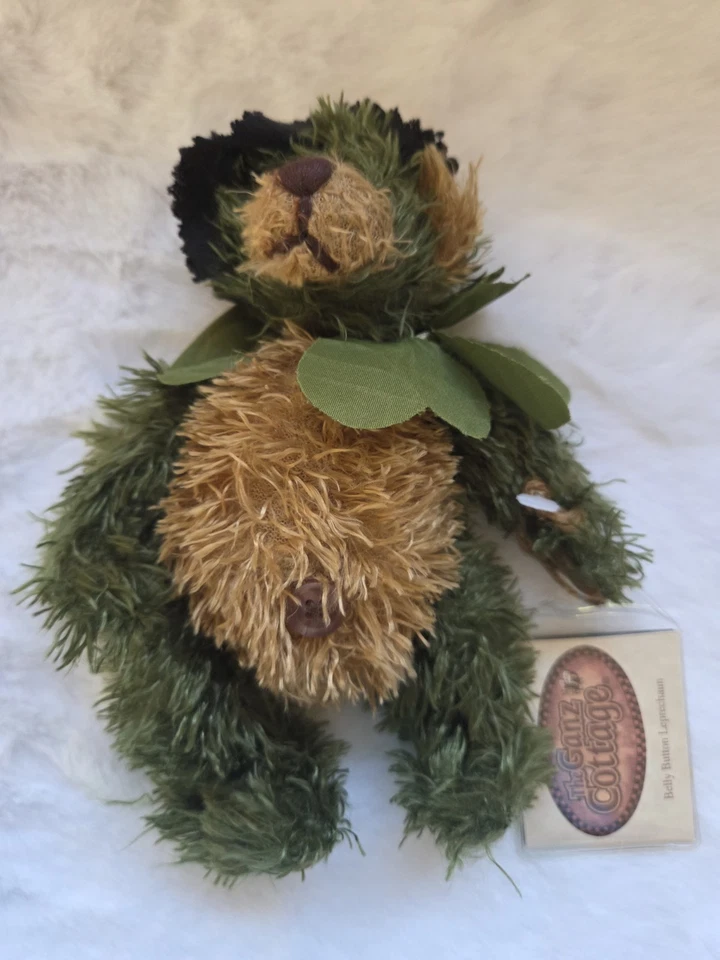 Vintage Ganz Cottage Belly Button Leprechaun Bear Plush Collectible Toy Jointed  - Image 2 of 4