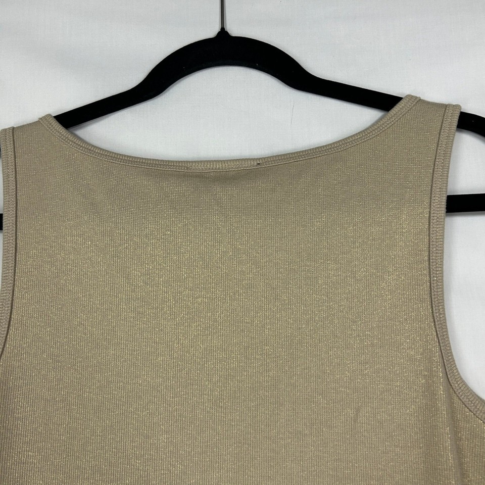 INC International Concepts Gold Metallic Shimmer Ribbed Tank Top ...