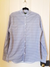 Shanghai Tang Men Long Sleeve Mandarin Collar Button Down Cotton Dress Shirt Siz