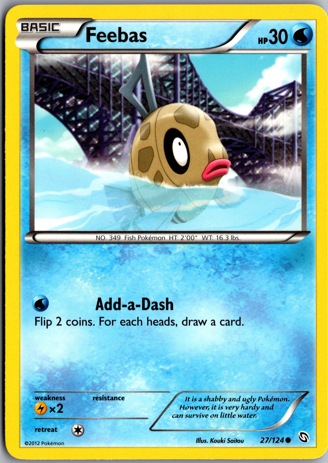 Feebas 27/124 Common Dragons Exalted Lightly Played Pokemon Card TCG Single