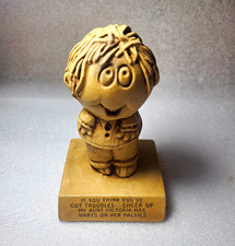 Paula 1970 Beige Ceramic Boy Figurine, Humor Theme, Made in USA