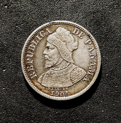 PANAMA - 1904-.900 SILVER 5 CENTESIMOS- BALBOA- PHILADELPHIA MINT  KM#2  THSK