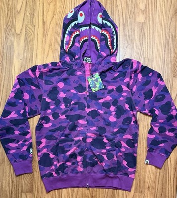 BAPE SHARK WGM FULL ZIP HOODIE COLOR PURPLE SIZE 2XL